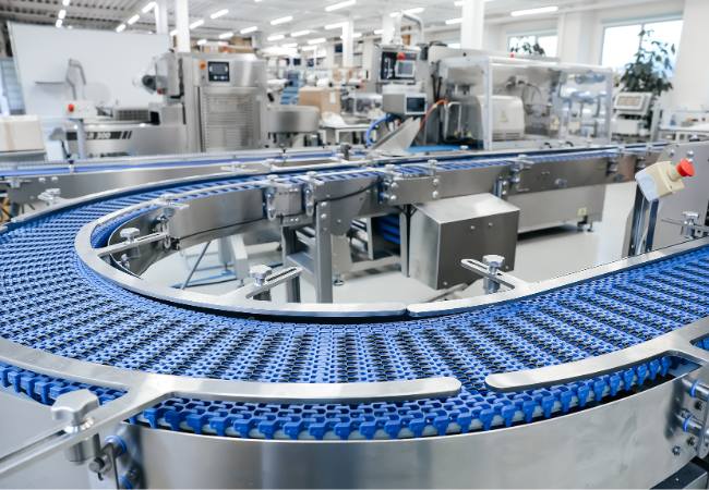 Modern conveyor belt of production line